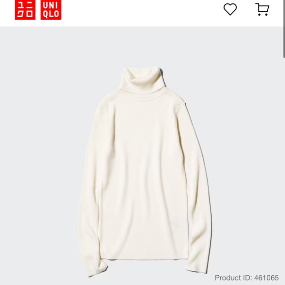 Creme Colored 100% Merino Wool Turtle Neck UNIQLO Size Small/6 - Picture 5 of 5